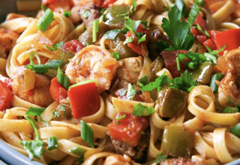 Healthier Jambalaya Fettuccine Bowl