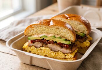 Chipotle Aioli Chicken, Egg and Avocado Breakfast Sandwich