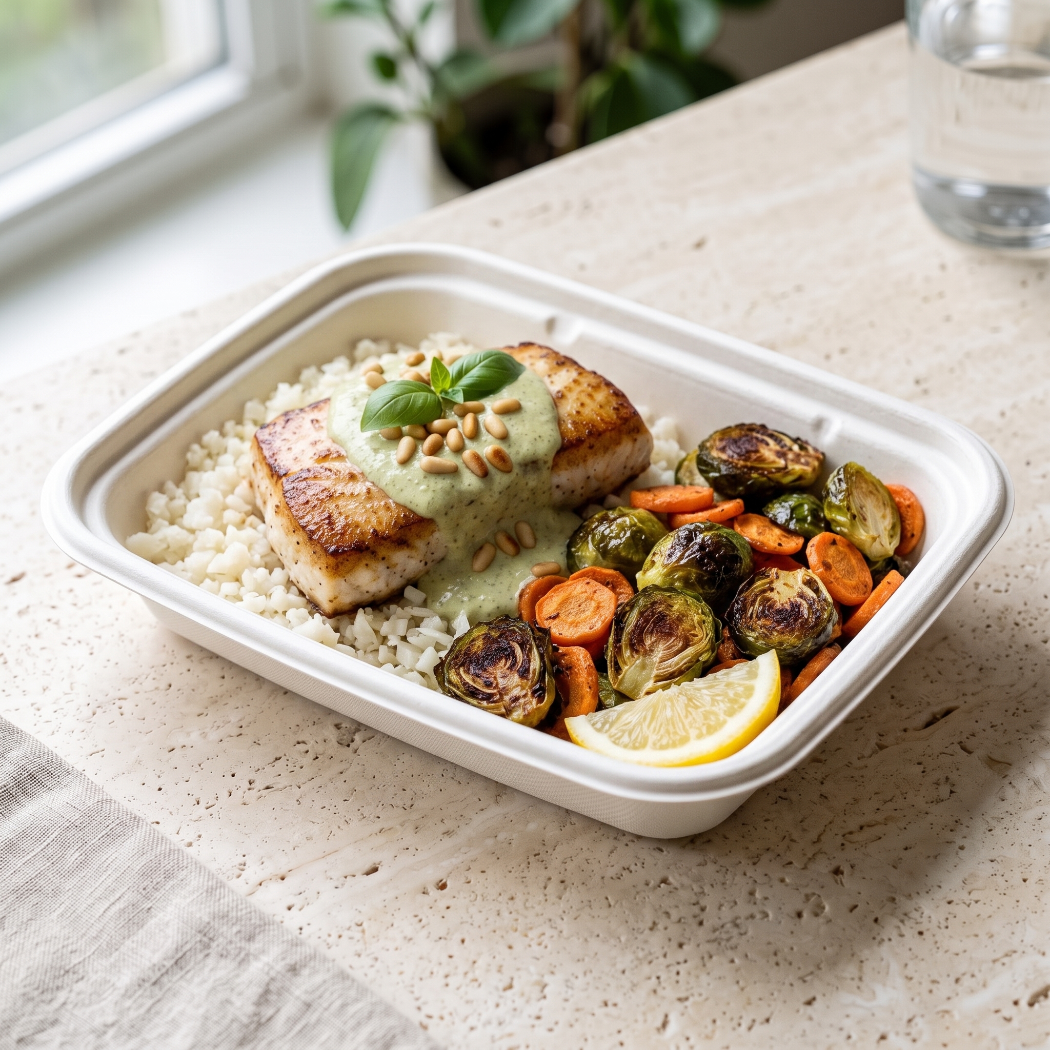 Creamy Pesto Mahi Mahi Plate